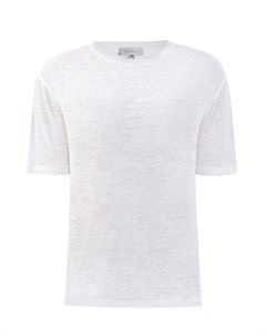 Легкая футболка из льняной ткани в меланжево белом цвете Cortigiani