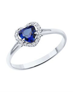 Кольцо из белого золота с бриллиантами и синим корундом синт Sokolov diamonds
