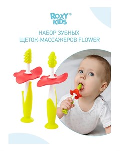 Щетки детские зубные массажер прорезыватель для десен FLOWER 2шт цвета в ассорт Roxy kids