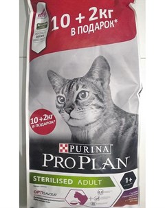 Сухой корм ProPlan для взрослых стерилизованных кошек утка печень 12кг Purina pro plan