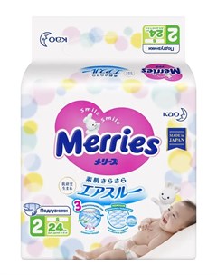 Подгузники для детей размер S 4 8 кг 24шт Merries