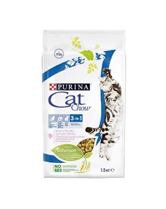 Сухой корм Feline 3в1 для взрослых кошек индейка 1 5кг Cat chow