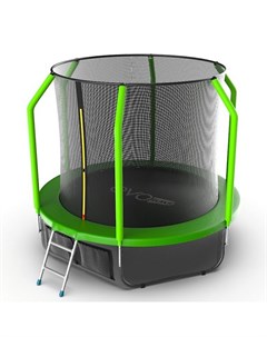 Батут с внутренней сеткой и лестницей Cosmo 8ft нижняя сеть зеленый Evo jump