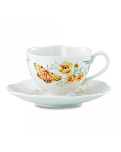 Чашка чайная с блюдцем Бабочки на лугу 240 мл желтушка Lenox