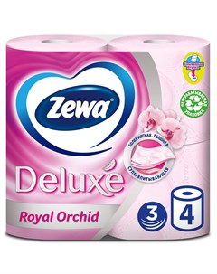 Бумага туалетная Deluxe 3 слойная Орхидея 4 рулона Zewa