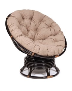 Кресло качалка Papasan w 23 01 B с подушкой Antique brown античный черно коричневый экошерсть коричн Tetchair