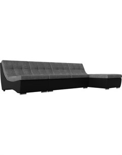 Угловой модульный диван Монреаль рогожка серый экокожа черный Артмебель