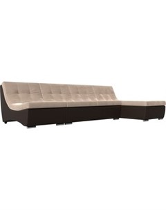 Угловой модульный диван Монреаль велюр бежевый экокожа коричневый Артмебель
