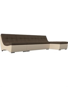 Угловой модульный диван Монреаль рогожка коричневый экокожа бежевый Артмебель