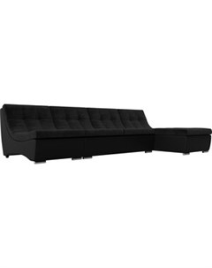 Угловой модульный диван Монреаль велюр черный экокожа черный Артмебель