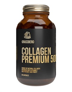 Биологически активная добавка к пище Collagen Premium 500 мг витамин C 40 мг 120 капсул Grassberg