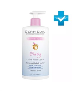 Очищающий крем гель с 1 дня жизни Baby Atopy Prone Skin Cleansing gel for body and hair 500 мл Linum Dermedic