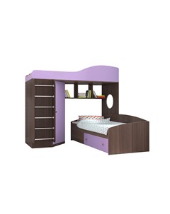 Кровать чердак кадет 2 фиолетовый 1932x1716x832 см Ярофф