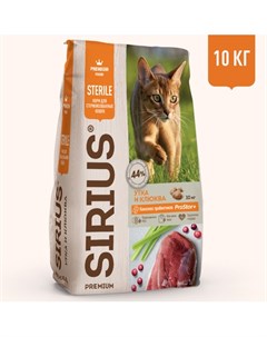 Полнорационный сухой PREMIUM корм для стерилизованных кошек Утка и клюква 10 кг Сириус
