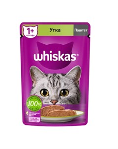 Влажный корм для кошек паштет с уткой 75 гр Whiskas