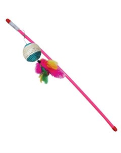 Игрушка для кошек Удочка шар с пером блестящая 42см Flamingo