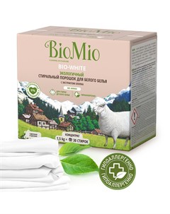 Концентрированный стиральный порошок для белого белья без запаха с экстрактом хлопка 1500 гр Bio Mio Biomio