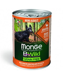 Корм для собак BWild Grain Free Mini беззерн для мелких пород утка тыква кабачки банка 400г Monge