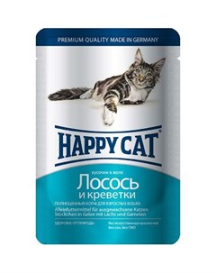 Корм для кошек Лосось креветки в желе пауч 100г Happy cat
