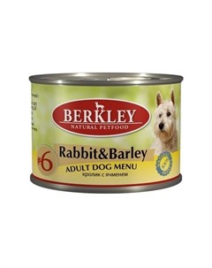 Корм для собак 6 кролик ячмень конс 200г Berkley