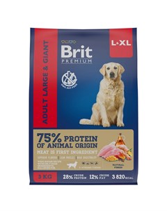 Premium Dog Adult Large and Giant сухой корм для собак крупных и гигантских пород с курицей 3 кг Brit*