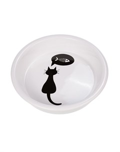 Миска керамическая для кошек 150 мл диаметр 13 см белая Petmax