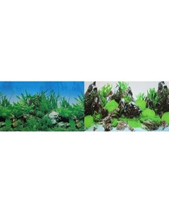 Фон двусторонний для аквариума Растительный и Скалы с растениями 30х60 см Prime