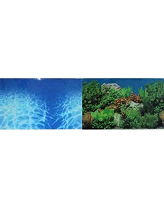 Фон двусторонний для аквариума Синее море и Растительный пейзаж 50х100 см Prime