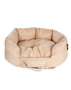 Лежак велюровый круглый 5 для собак и кошек мелких и средних пород 50х47 см бежевый Rurri