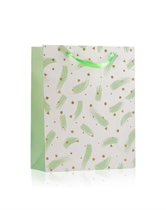 Пакет подарочный Белый с зеленым 26 32 10см Урра