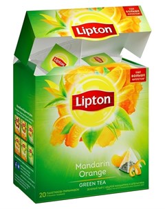 Чай Green Mandarine Orange зелен пирамидки 20пак пач Lipton