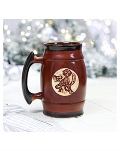 Бокал для пива Тигр символ года 2022 коричневый цвет керамика 0 5 л Керамика ручной работы