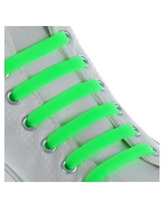Набор шнурков для обуви 6 шт силиконовые плоские 13 мм 9 см цвет салатовый неоновый Onlitop