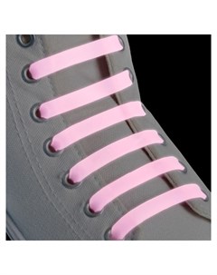 Набор шнурков для обуви 6 шт силиконовые плоские светящиеся в темноте 13 мм 9 см цвет нежно розовый Onlitop