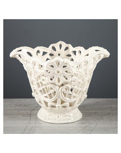 Конфетница Тюльпан белая резка Керамика ручной работы