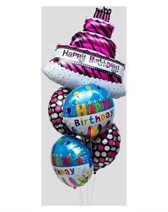 Букет из шаров С днем рождения фольга набор из 5 шт Nnb