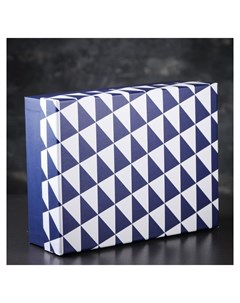 Коробка подарочная 21 х 27 5 х 8 5 см с геометрическим рисунком сине белая Nnb