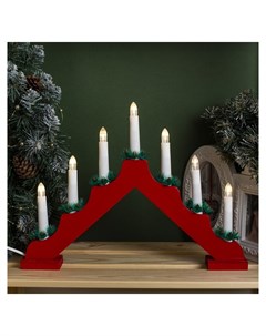 Фигура дерев Горка рождественская красная 7 свечей Led 220v т белый Luazon home