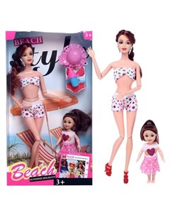 Кукла модель шарнирная Рита с малышкой на пляже с аксессуарами Nnb