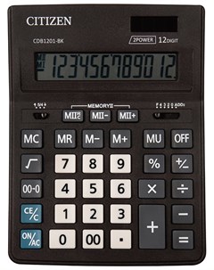 Калькулятор настольный BUSINESS LINE CDB1201BK 205x155 мм 12 разрядов двойное питание Citizen
