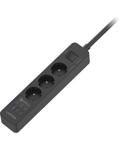Сетевой фильтр UCH 420 Black QC3 0 с USB зарядкой Harper