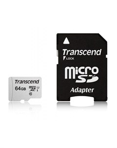 Карта памяти microSDXC 300S Class 10 UHS I U1 64GB SD adapter TS64GUSD300S A Transcend