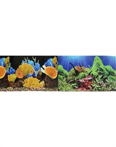 Фон двусторонний для аквариума Морские кораллы и Подводный мир 50х100 см Prime