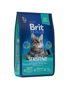 Premium Cat Sensitive сухой корм для кошек с чувствительным пищеварением с ягненком и индейкой 8кг Brit*