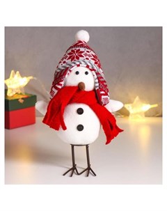 Кукла интерьерная Белый птенчик в шапке колпаке с узорами и шарфике 23х8х15 см Nnb