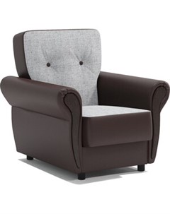 Кресло для отдыха Классика М серый шенилл и экокожа шоколад Шарм-дизайн