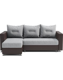 Угловой диван Ария левый экокожа шоколад и серый шенилл Шарм-дизайн