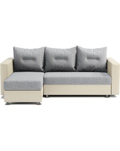 Угловой диван Ария левый экокожа беж и серый шенилл Шарм-дизайн