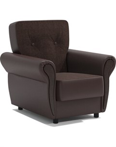 Кресло для отдыха Классика М шоколадная рогожка и экокожа Шарм-дизайн