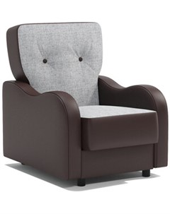 Кресло для отдыха Классика В серый шенилл и экокожа шоколад Шарм-дизайн